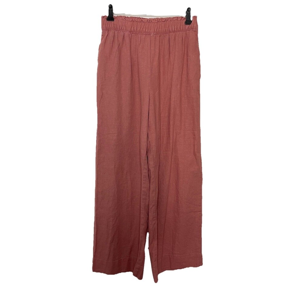 Abercrombie And Fitch Womens Small Pink Linen Blend Pants Crop  Elastic waist